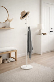 Nordic Style White Metal Coat Stand Freestanding Hall Tree for Entryway Office Bedroom Jacket Rack