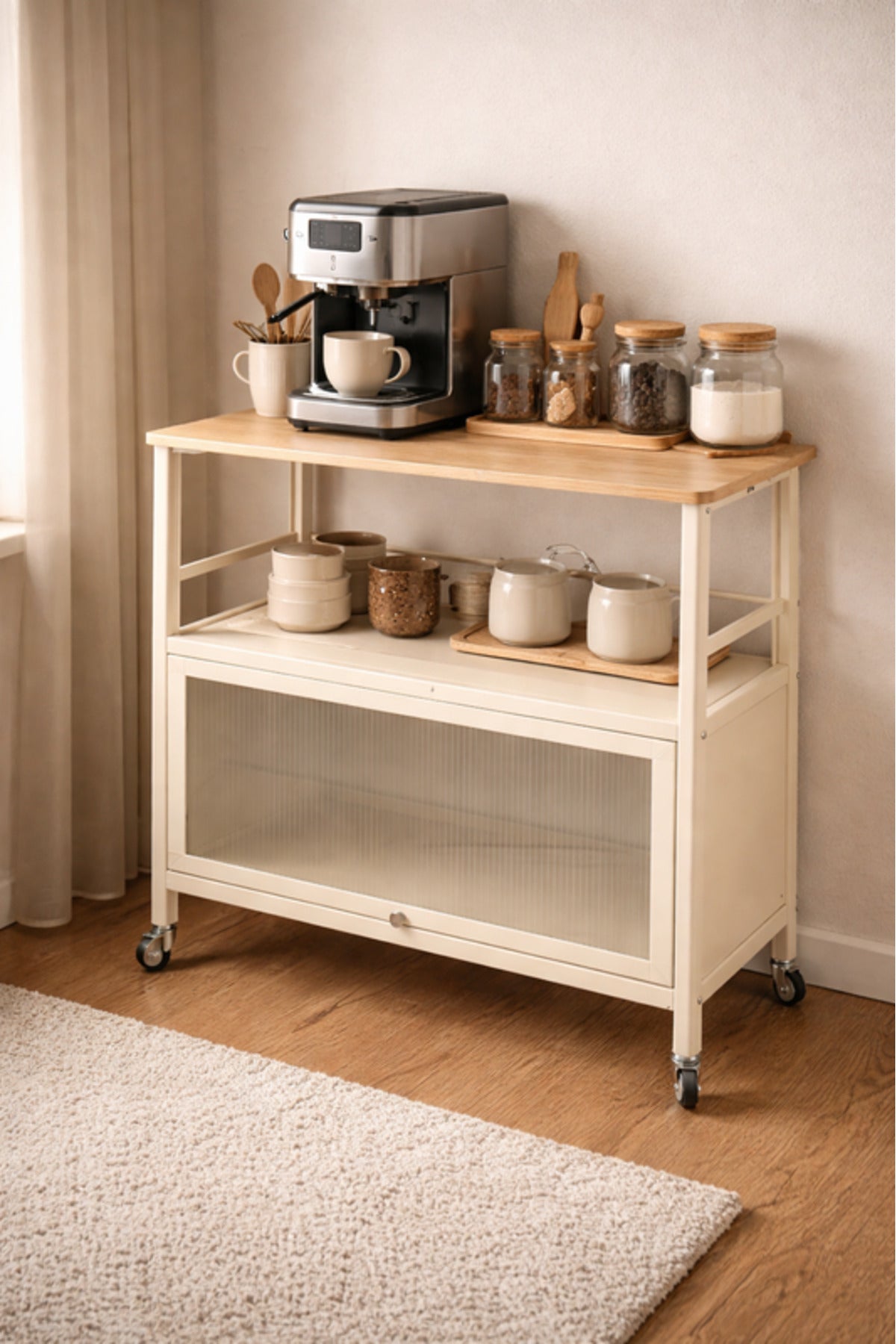 Mobile Storage Cabinet Shelf with Wheels 80_40_80 cm Multi-Purpose Organizer