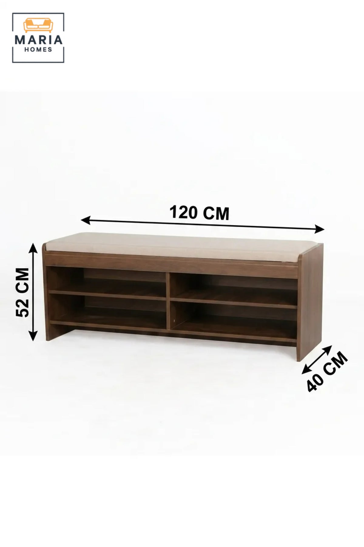 Wooden Shoe Storage Bench with Cushioned Seat and Open Shelves, Entryway Organizer Rack for Hallway, Bedroom, Dressing Room and Mudroom