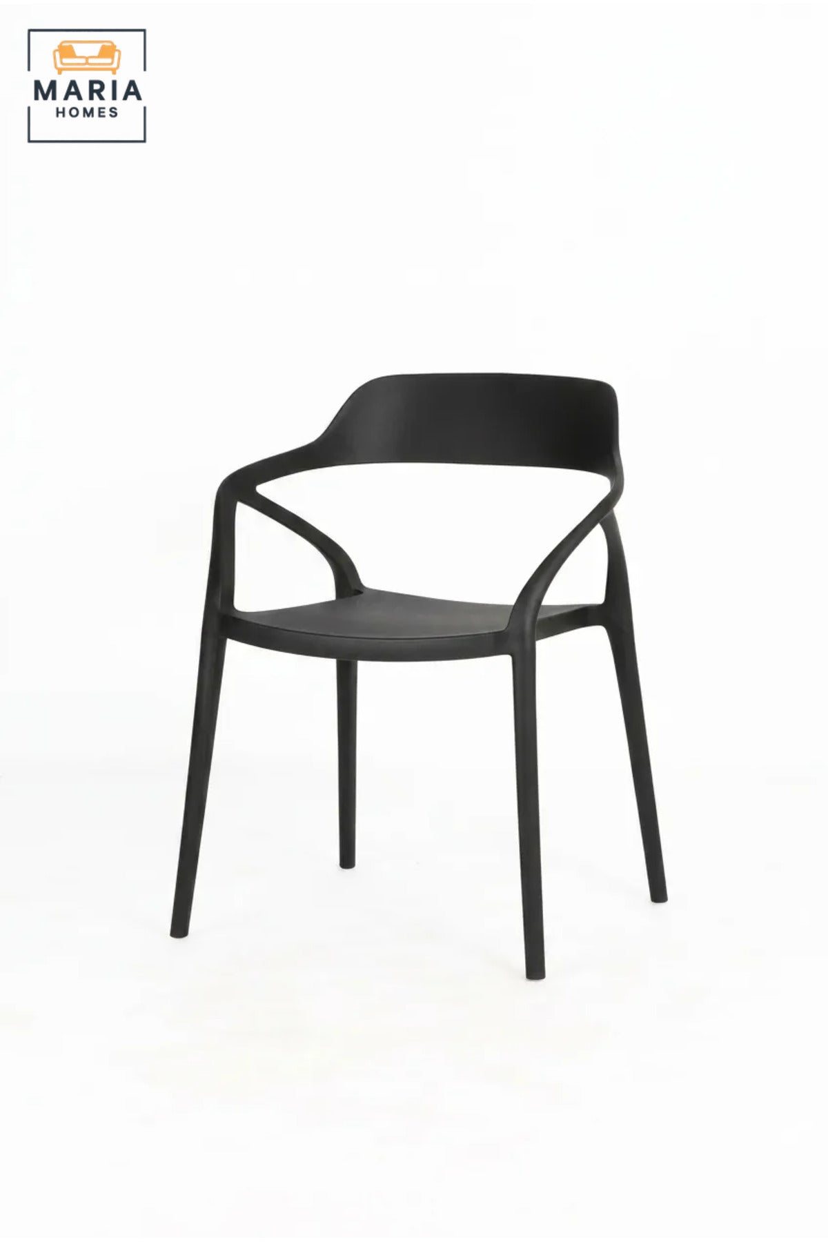 Modern Black Outdoor Armchair – Stackable Patio Dining Chair for Garden, Balcony, Café & Terrace
