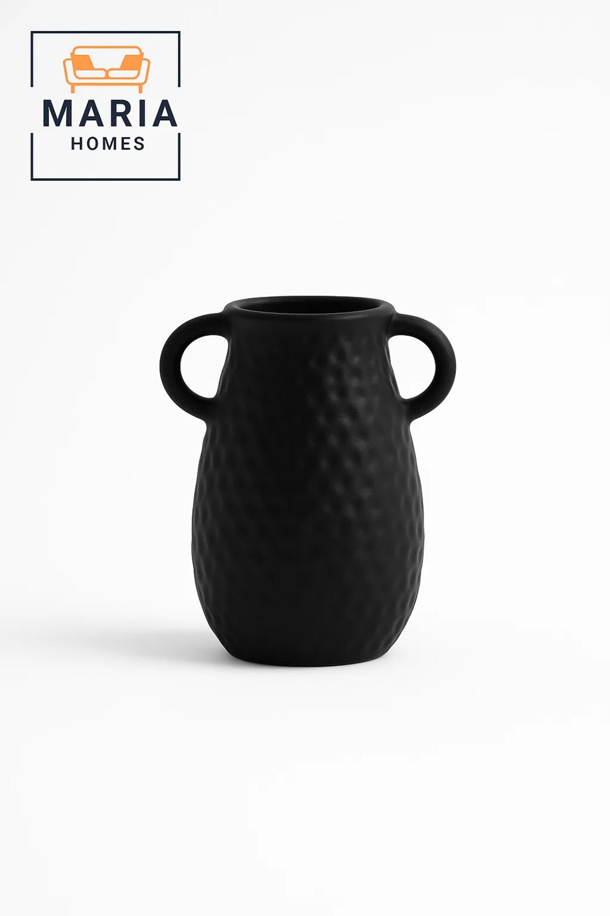 Modern Black Decorative Vase Ð Textured Ceramic Vase with Handles for Home DŽcor
