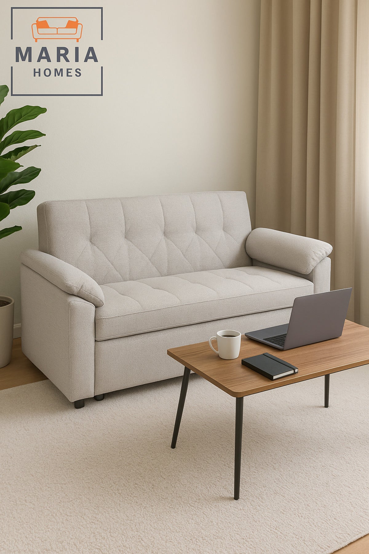 Light Gray Sofa Bed Ð Modern Convertible Pull-Out Couch for Living Room & Guest Space