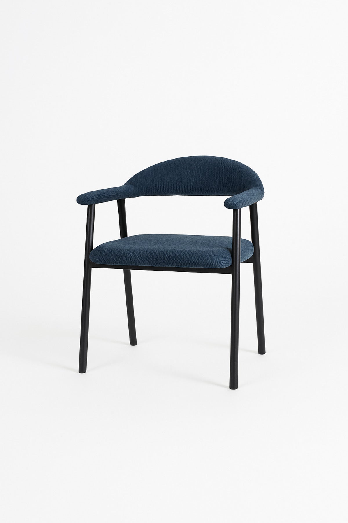 Blue Fabric Dining Chair Ð Modern Minimalist Armchair with Black Metal Legs for Dining Room & Office