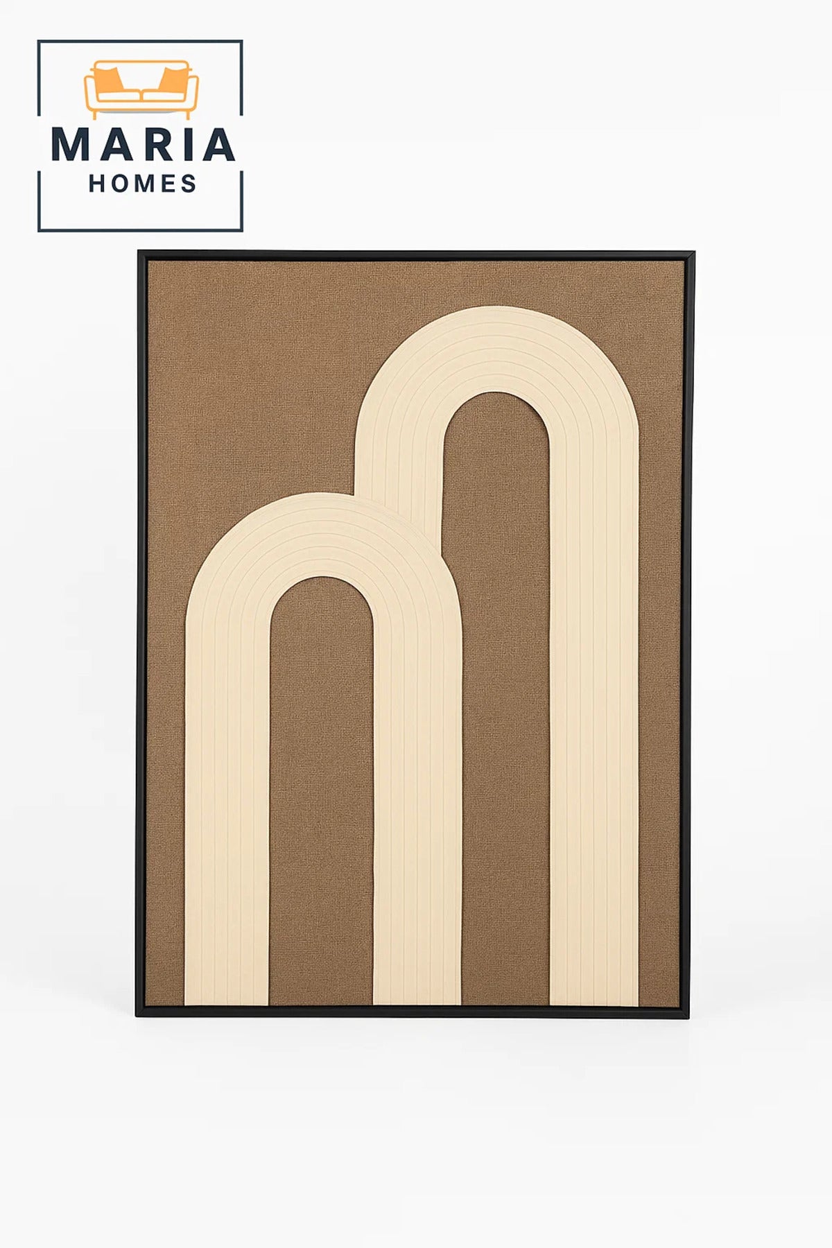 Modern Arched Line Canvas Wall Art with Textured Beige Pattern-size 23* 4.3*183CM
