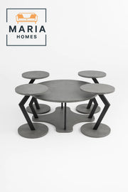 3-Piece Kidney-Shaped Coffee Table Set with Round Side Tables
