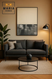 Framed Abstract Wall Art Ð Black and White Textured Block Composition and Size 100*140 cm