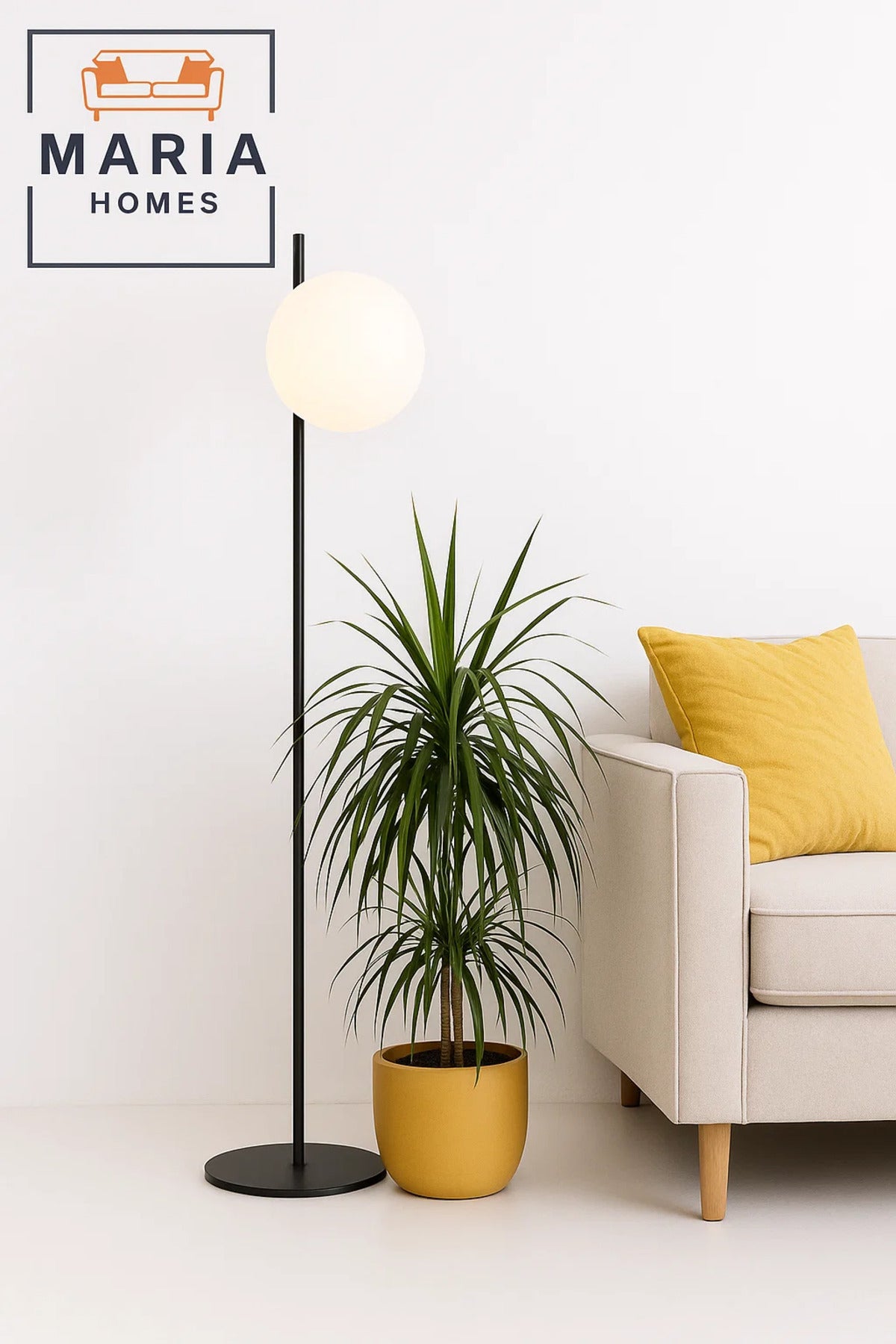 Slim Globe Floor Lamp with Frosted Shade