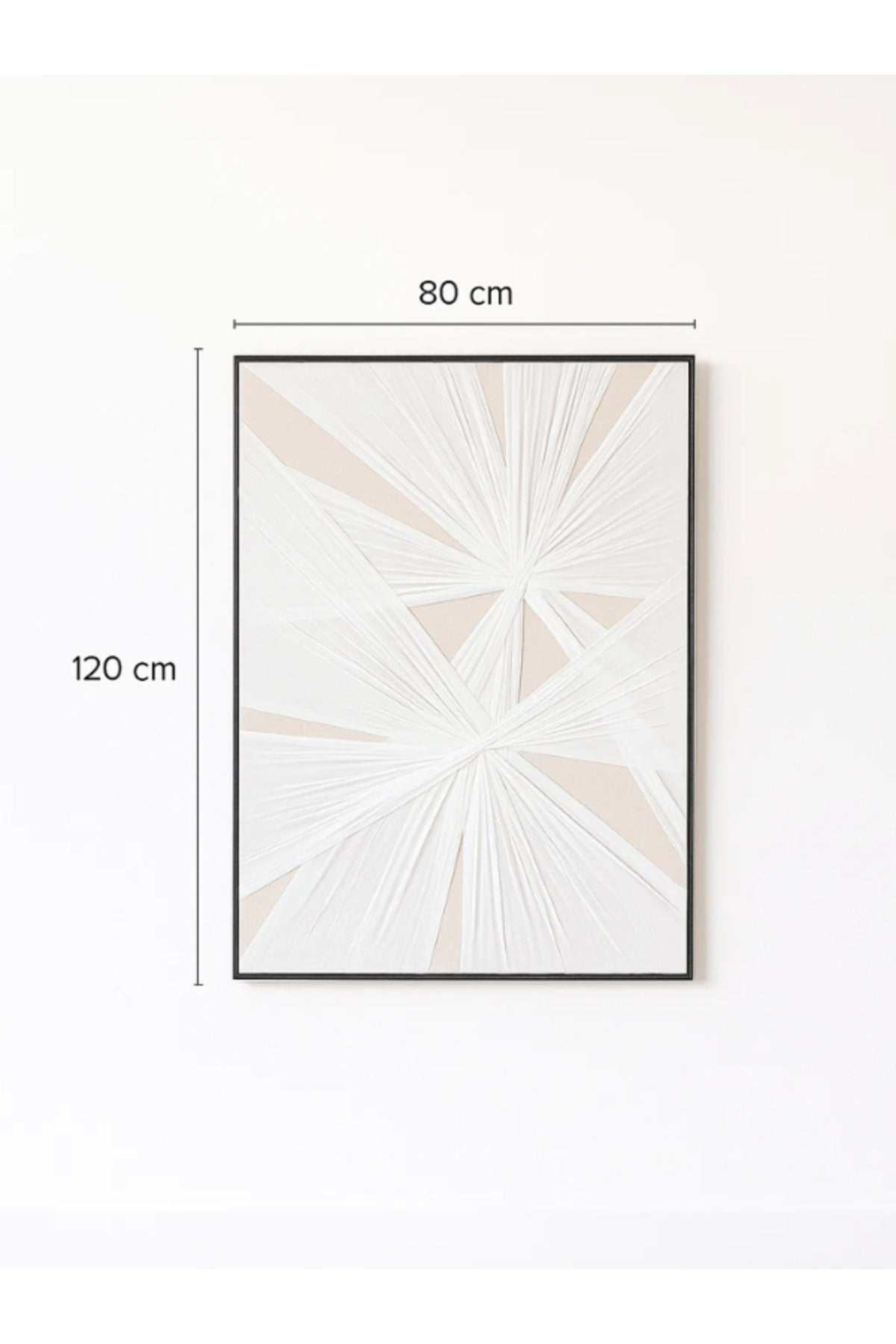 3D White Geometric Canvas Wall Art with Black Frame Ð 120_80 cm