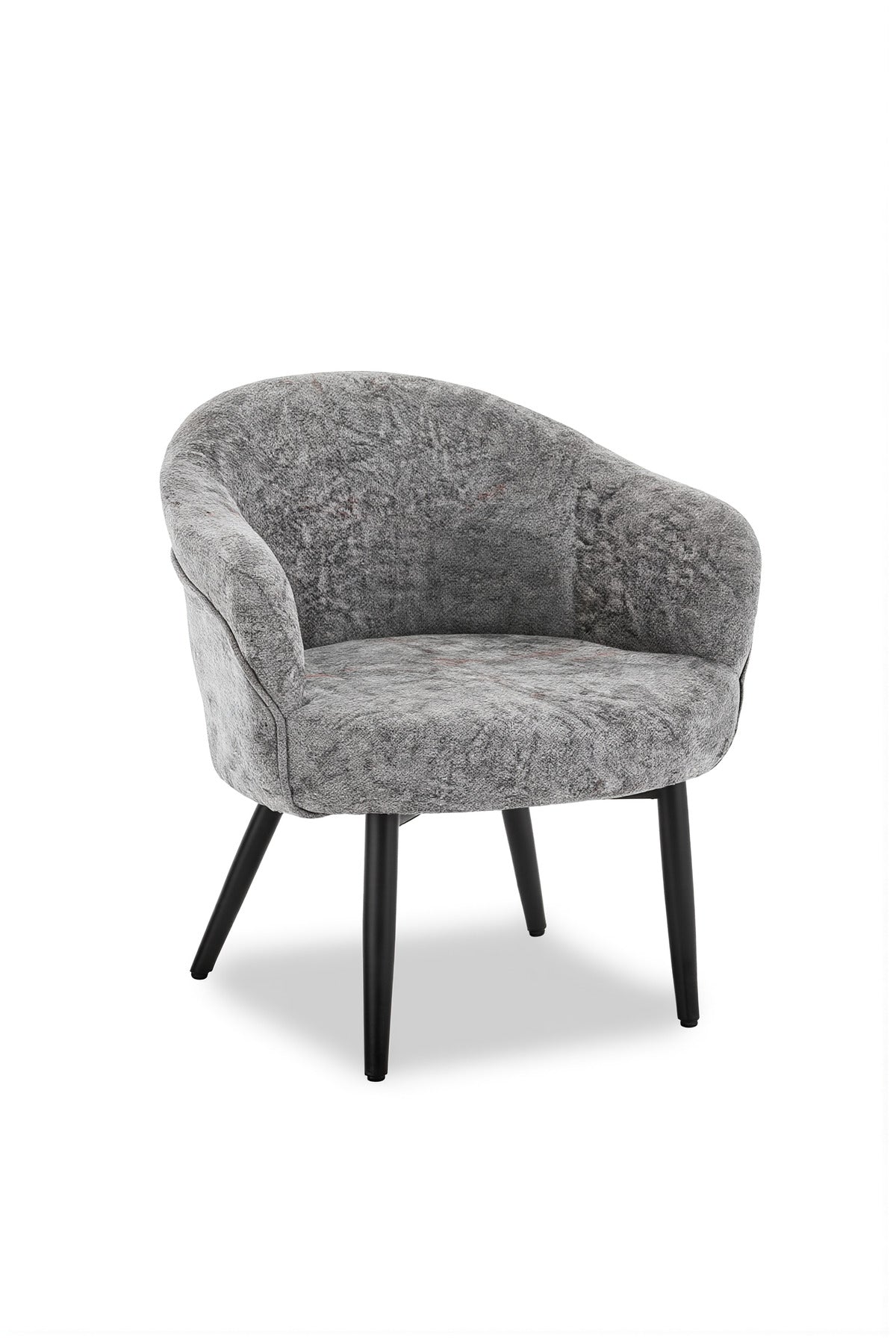 Stylish Grey Upholstered Dining Chair Modern Armchair with Black Tapered Legs for Kitchen Salon