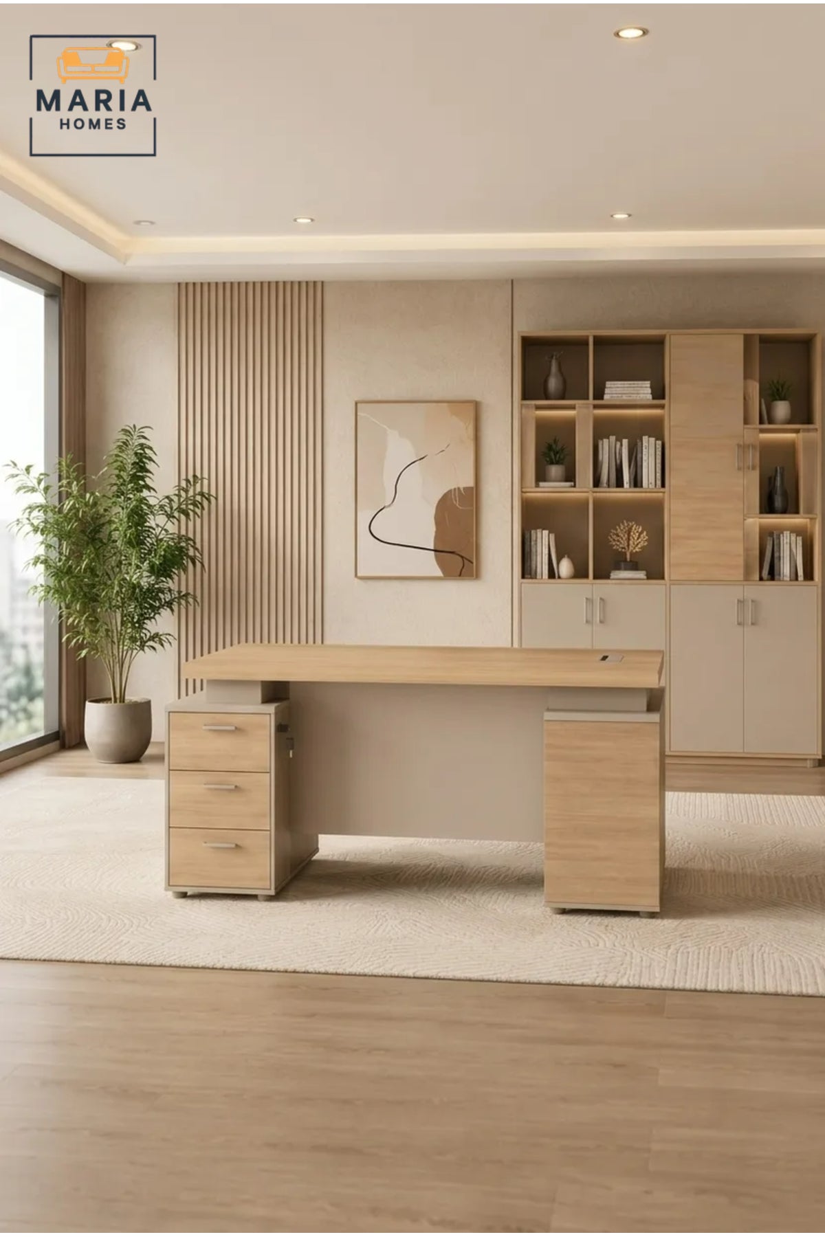 Executive Office Desk with 3 Drawer Lockable Pedestal √ê Modern Computer Workstation Table
