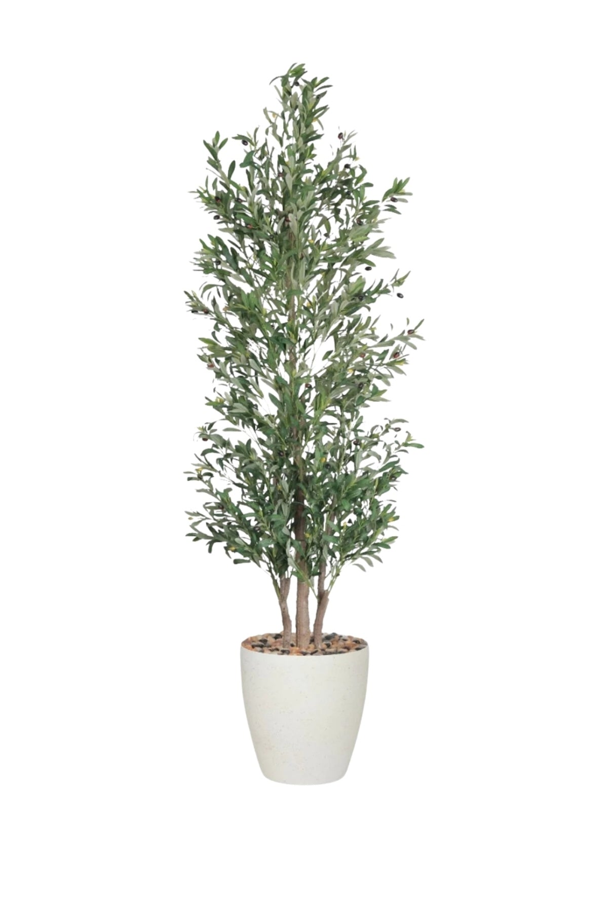 Artificial Olive Tree 210cm with 3 Branches in Cylindrical Plastic Pot for Home Decor