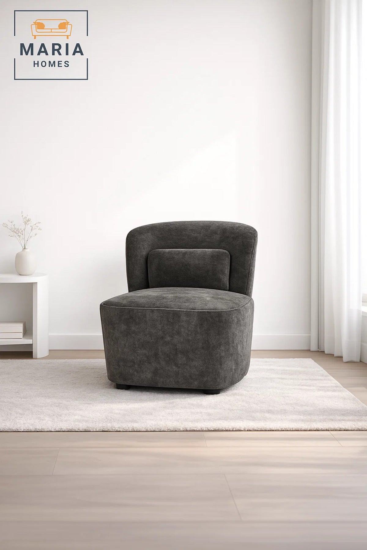 Modern Upholstered Lounge Chair Gray Comfortable Accent Armchair