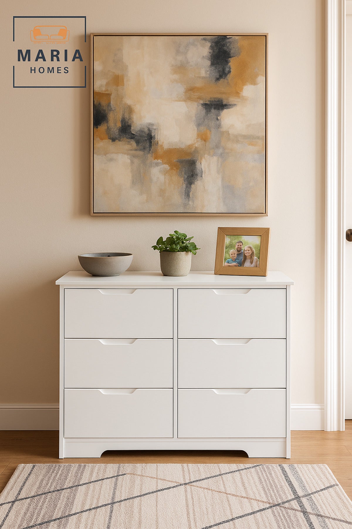 White 6-Drawer Storage Cabinet Ð Modern Wooden Dresser Organizer 80_48_80 cm