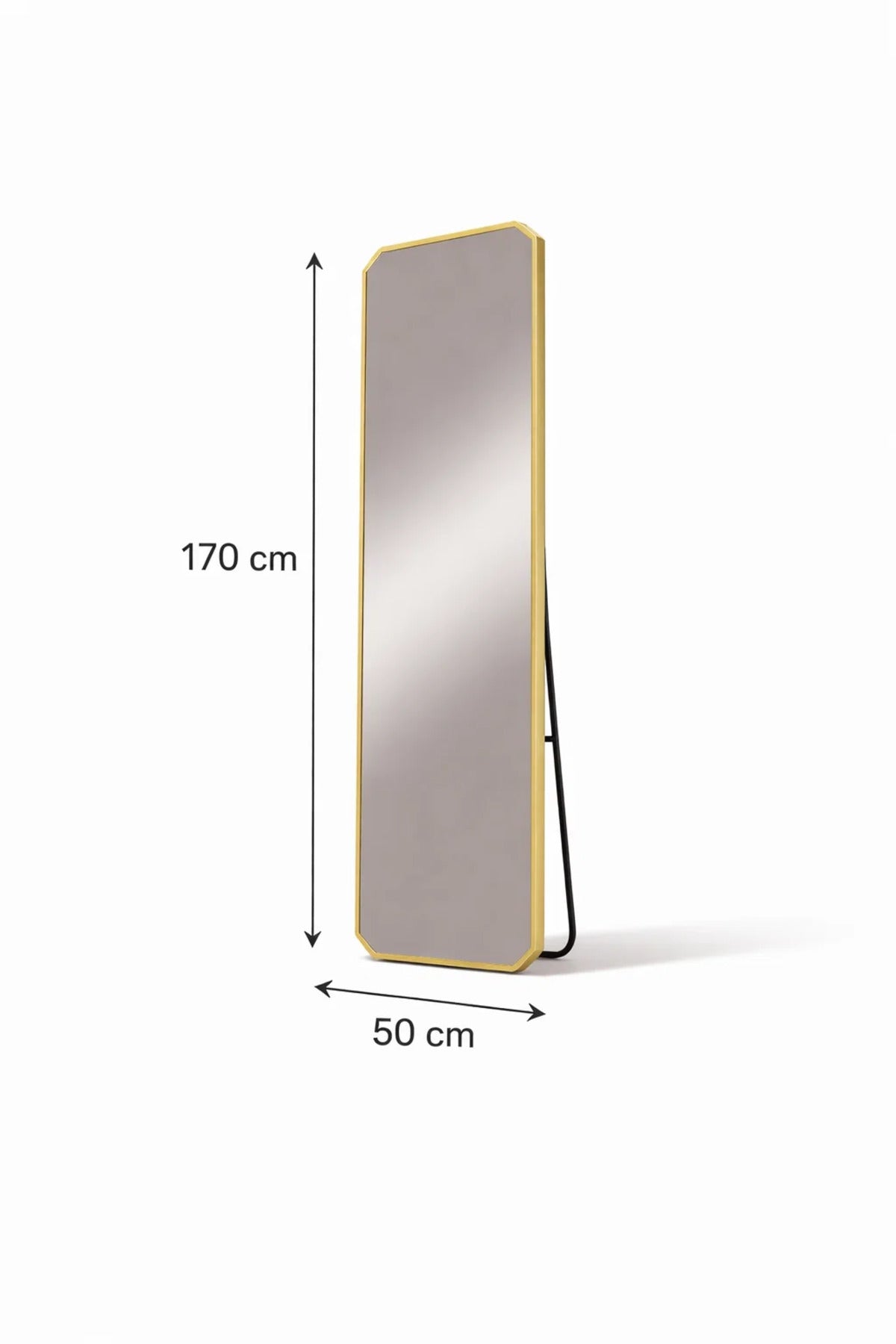 Modern Gold Floor Mirror 170x50cm Aluminum Frame Shatterproof Full Body Bedroom Dressing Decor