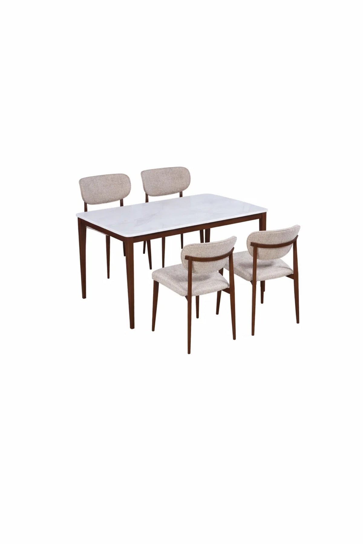 Luxury 4-Person Dining Table Set Faux Marble Top with Upholstered Chairs for Dining Room Home