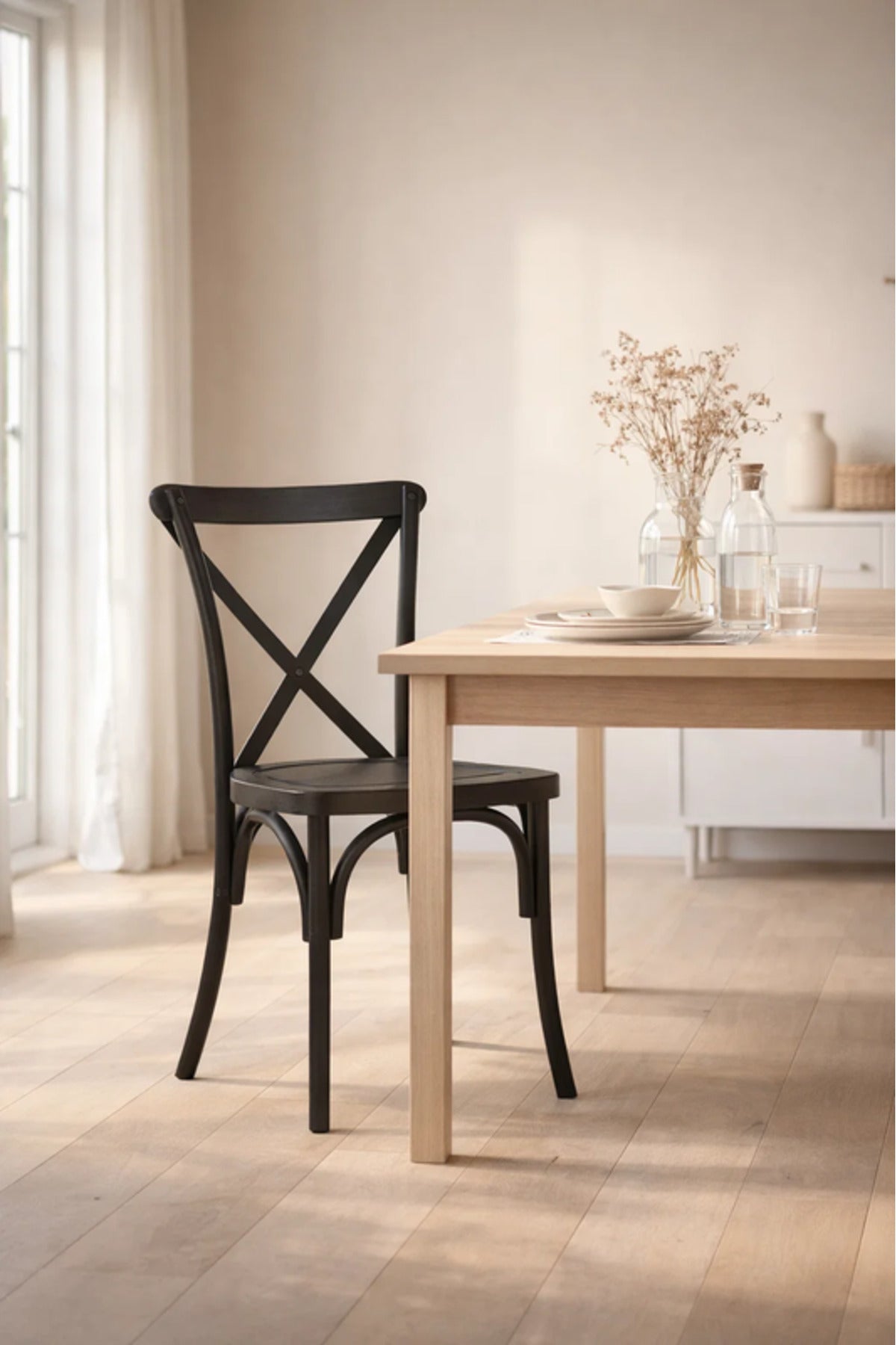 Black Cross Back Wooden Dining Chair 87cm CafŽ Restaurant black cross back Kitchen