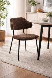 Brown Upholstered Dining Chair with Metal Legs 82cm Height Modern brown upholstered