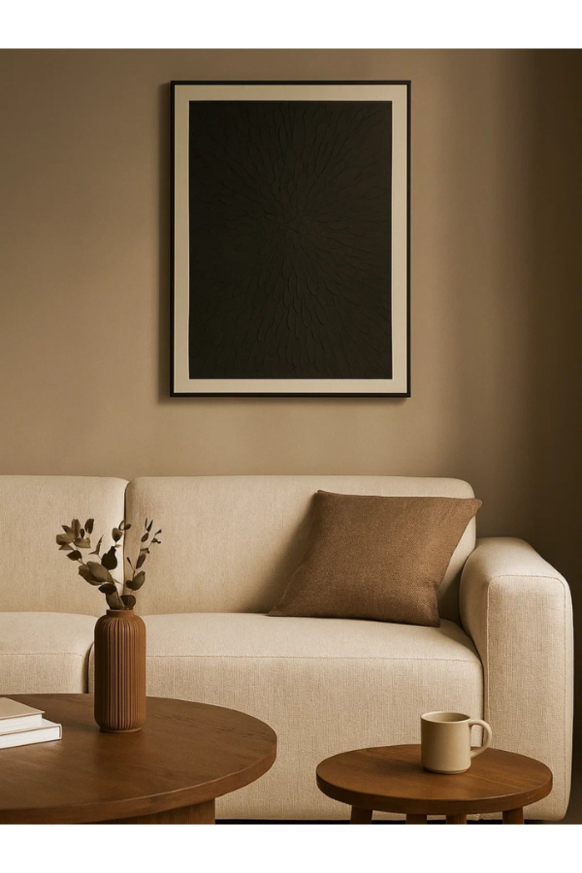 Modern Textured Wall Art Ð 120_80 cm Black Framed Canvas for Contemporary Home DŽcor
