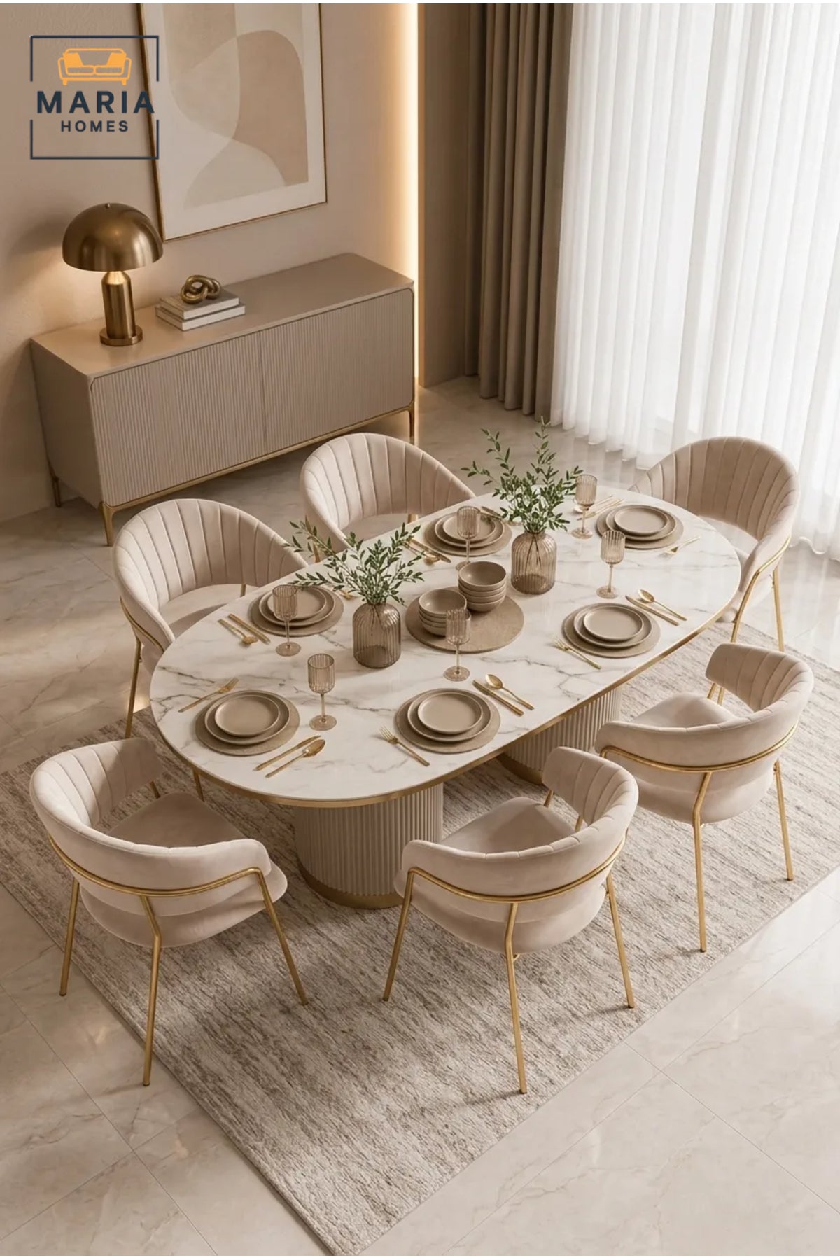 Beige Velvet Dining Chair with Gold Metal Legs √ê Modern Upholstered Accent Chair for Dining Room, Living Room & Luxury Interiors