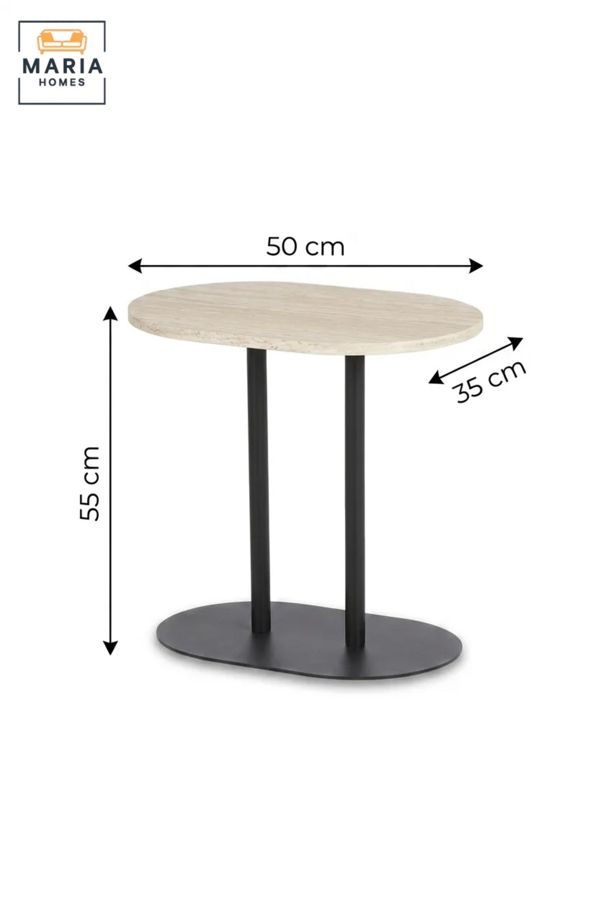 Modern Round Side Table with Marble-Effect Top & Pedestal Base, Contemporary End Table for Living Room, Bedroom, Office & Lounge