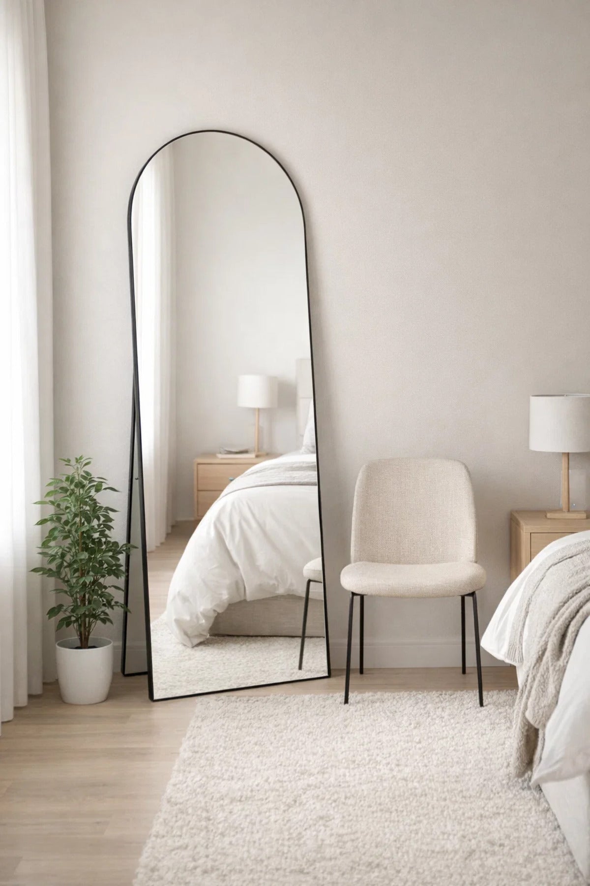Black Arch Standing Floor Mirror 180x70cm Full Length Bedroom black arch standing