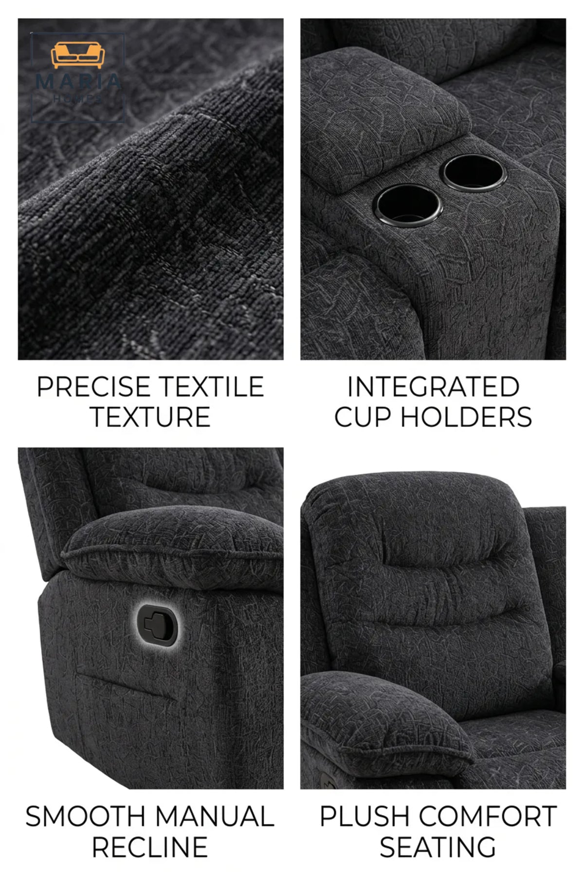 Dual Reclining Loveseat with Center Console, Hidden Storage and Cup Holders