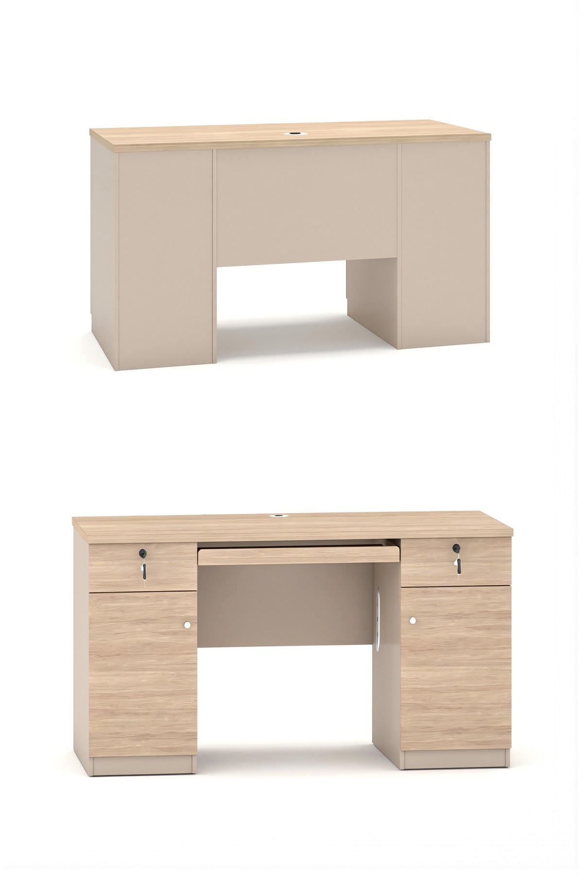 Modern Light Wood Office Desk with Storage Drawers