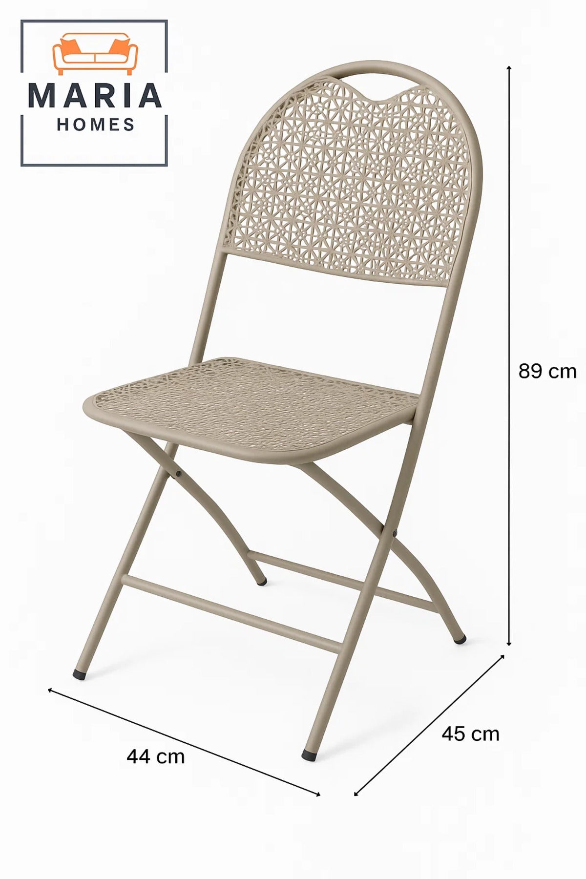 Beige Folding Plastic Chair with Elegant Cut-Out Design Ð Lightweight & Space-Saving