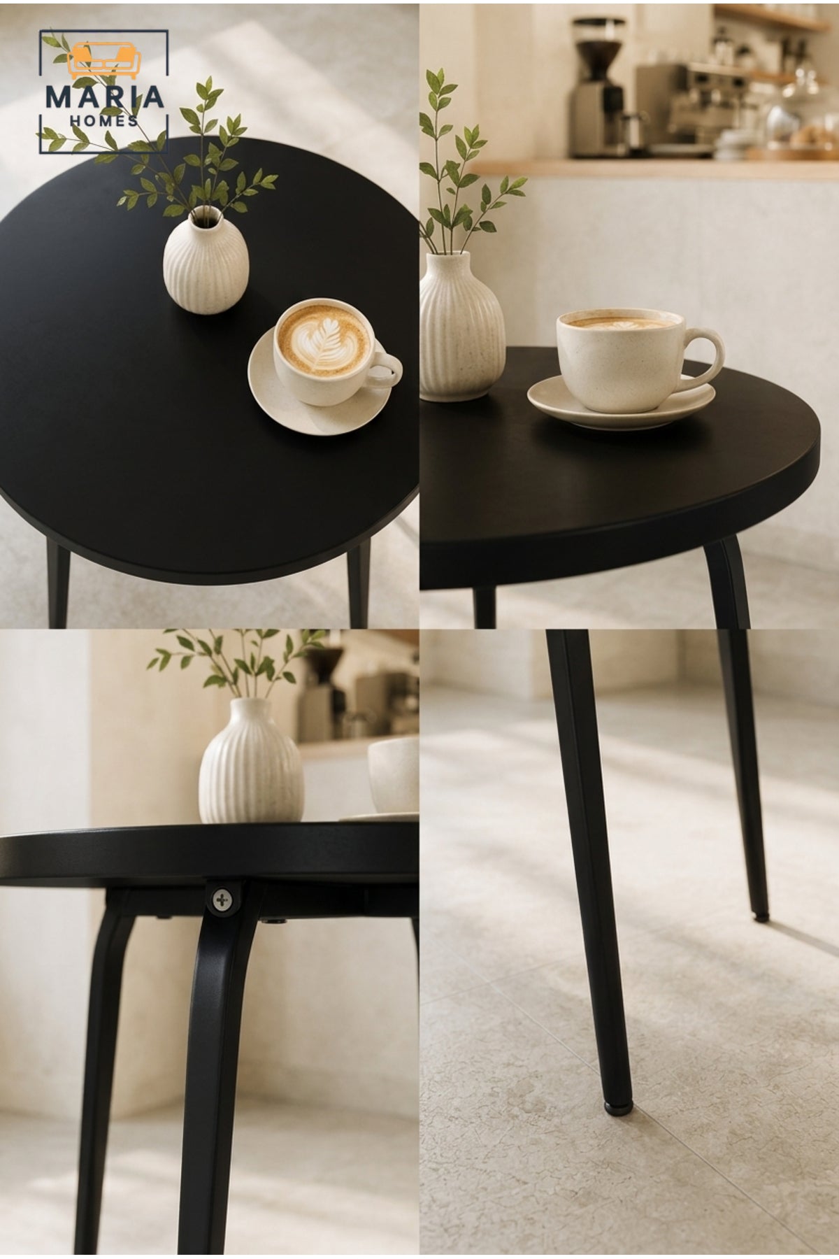 Modern Round Caf≈Ω Table Dining Table Coffee Table for Restaurant Kitchen Apartment Black