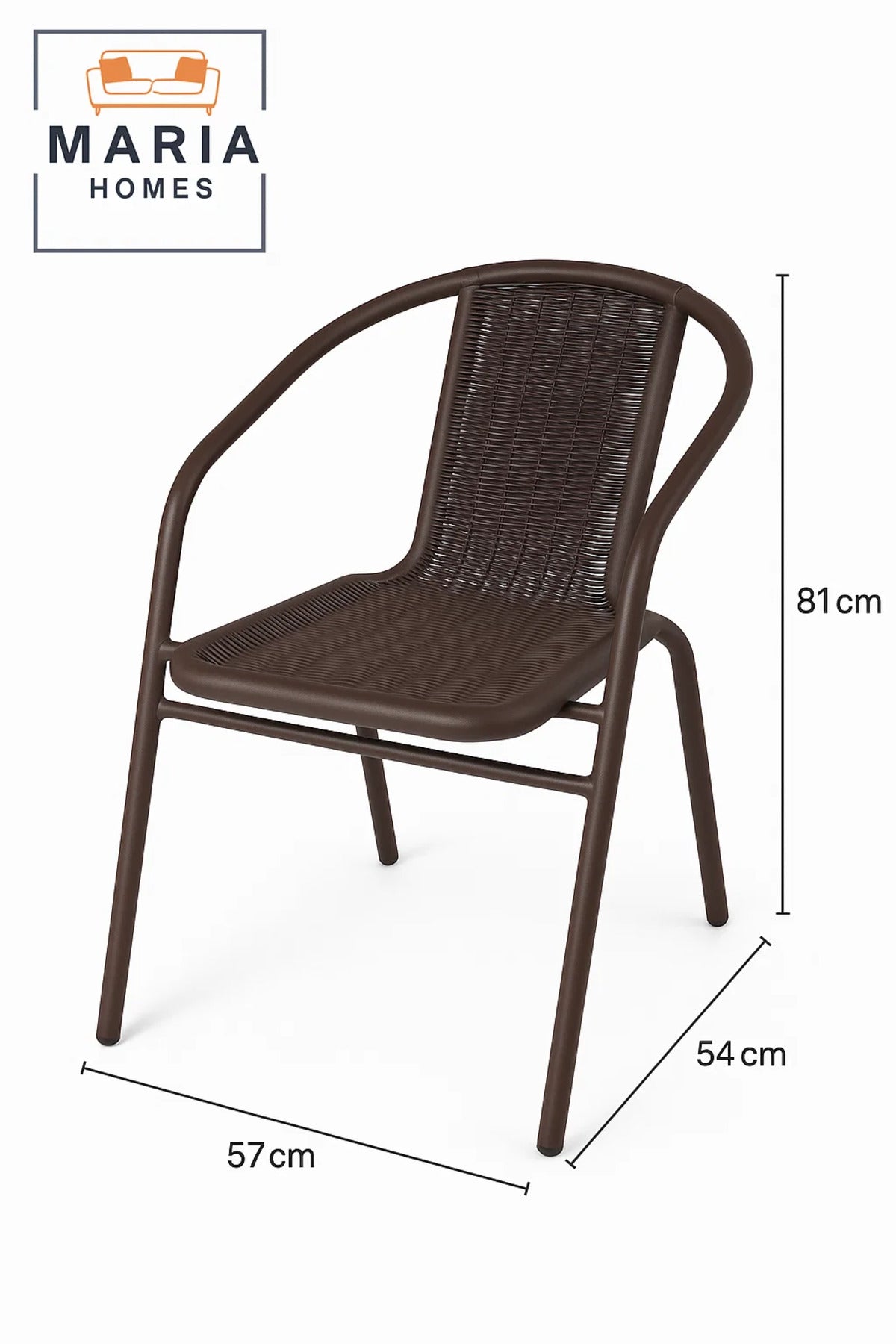 Brown Wicker-Style Plastic Chair with Armrest Ð Durable Stackable Outdoor/Indoor Seating Solution