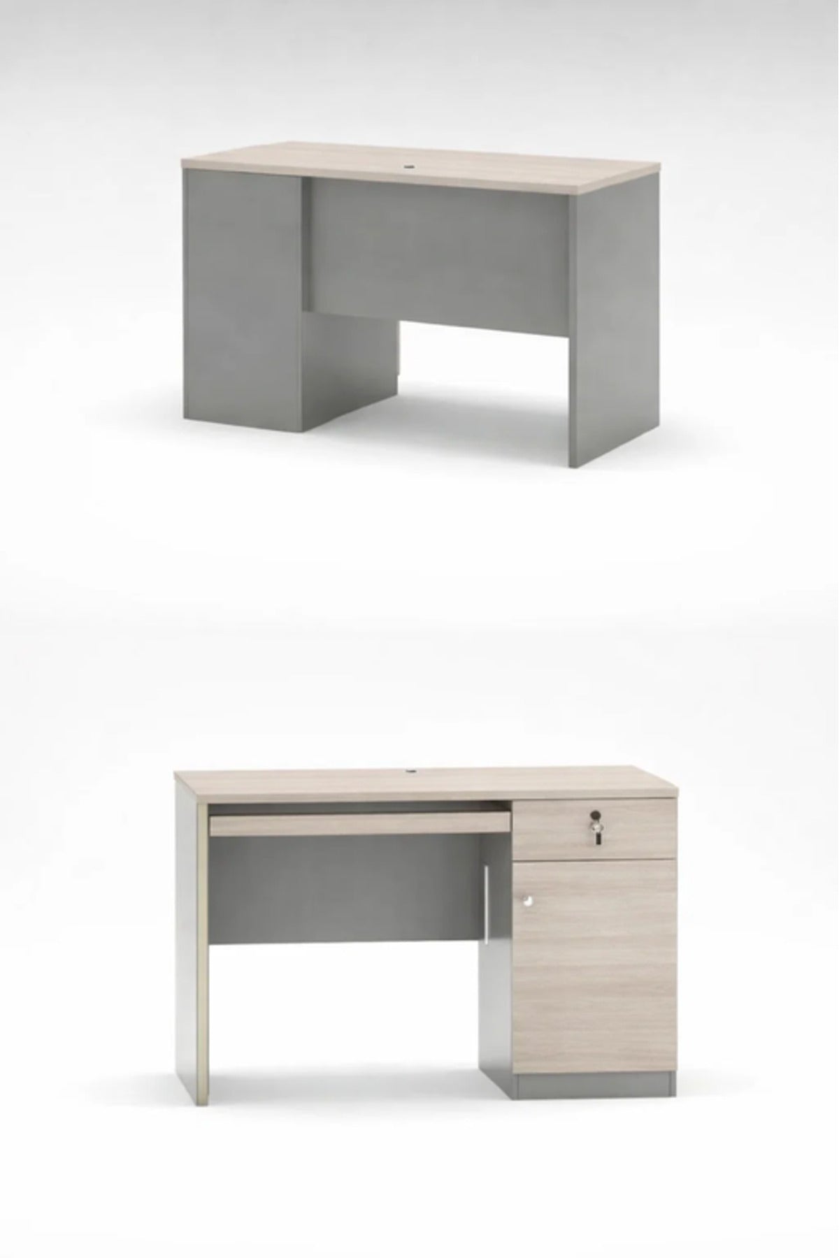 Modern Light Wood Office Desk with Storage and Cable Management