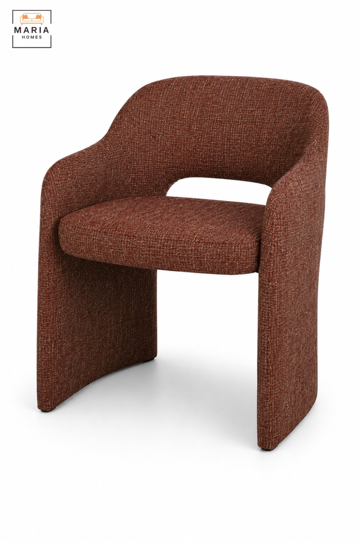 Modern Orange Fabric Accent Chair with Curved Backrest, Integrated Armrests, Open Back & Padded Seat, Contemporary Dining Lounge Chair for Living Room Office