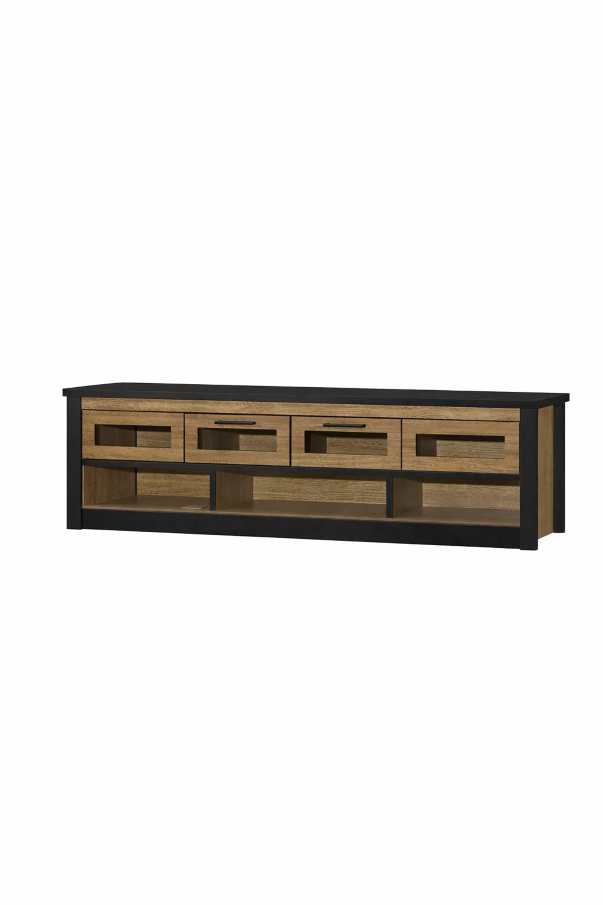 Walnut Oak TV Stand √ê 160x40x50 cm Modern Wooden Plasma Table with Drawers & Shelves
