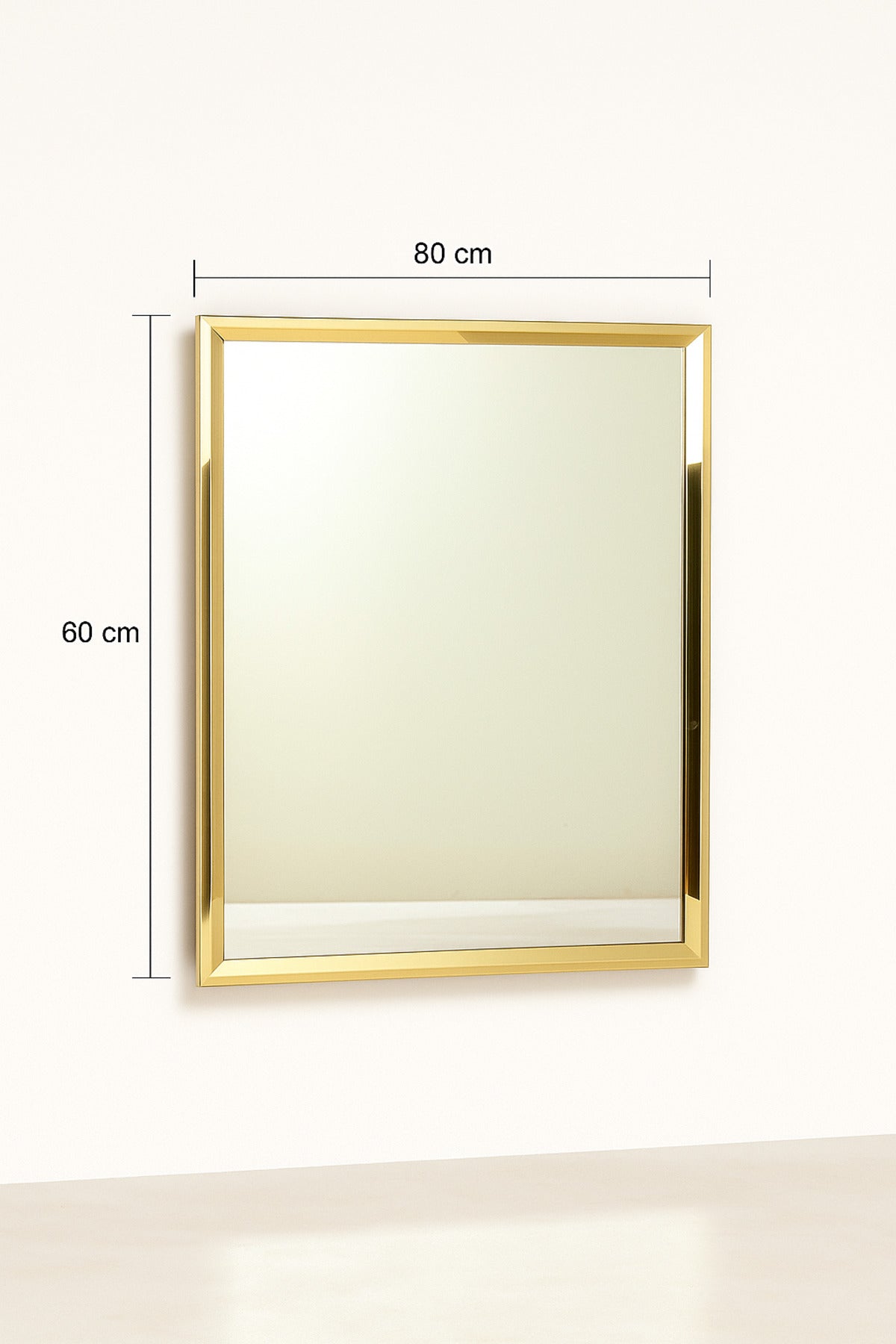 Rectangular Wall Mirror with Gold Frame Ð 80_60 cm Elegant Modern Decorative Mirror