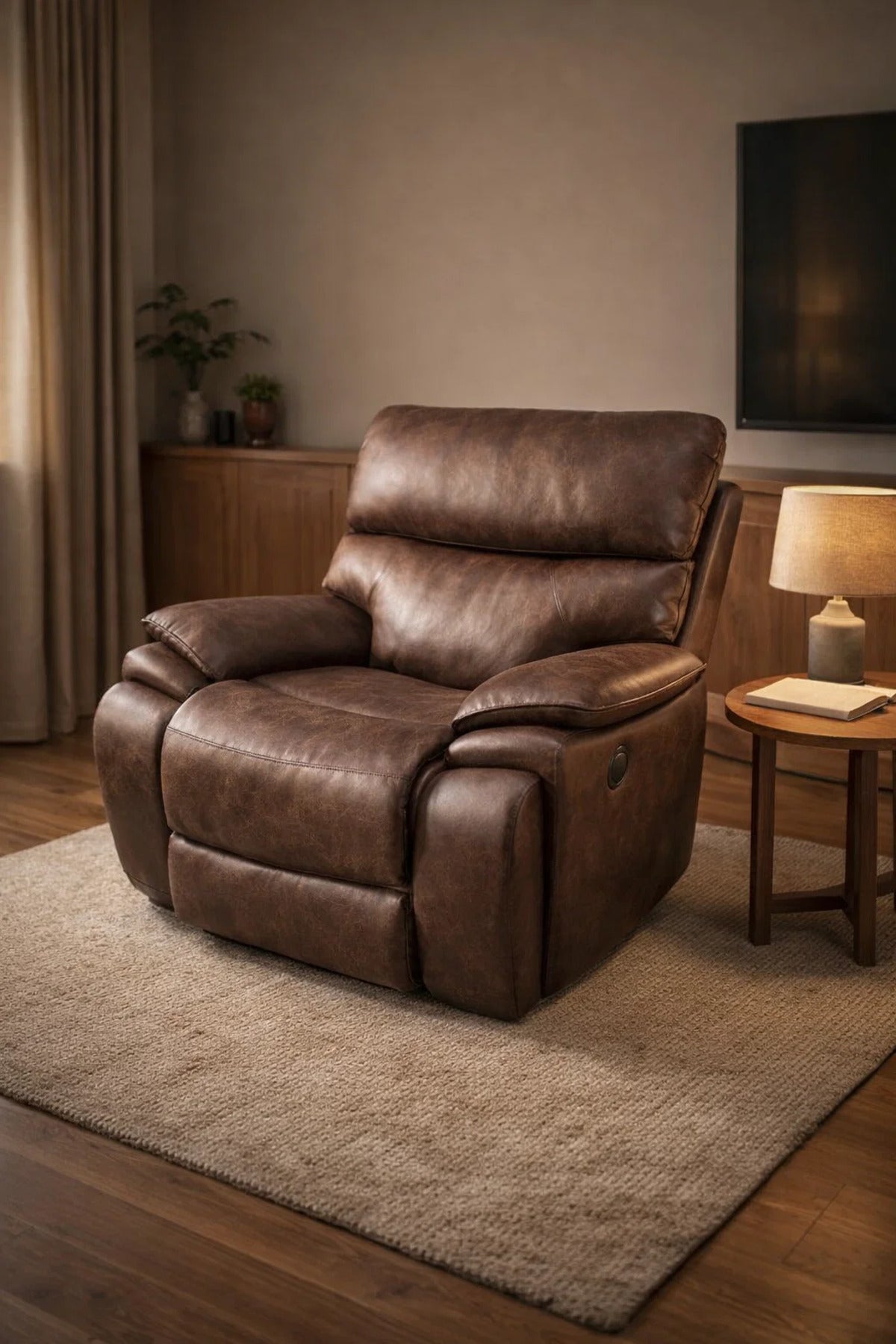 Modern Brown Recliner Sofa Chair with Cup Holder √ê Adjustable Comfort Seating