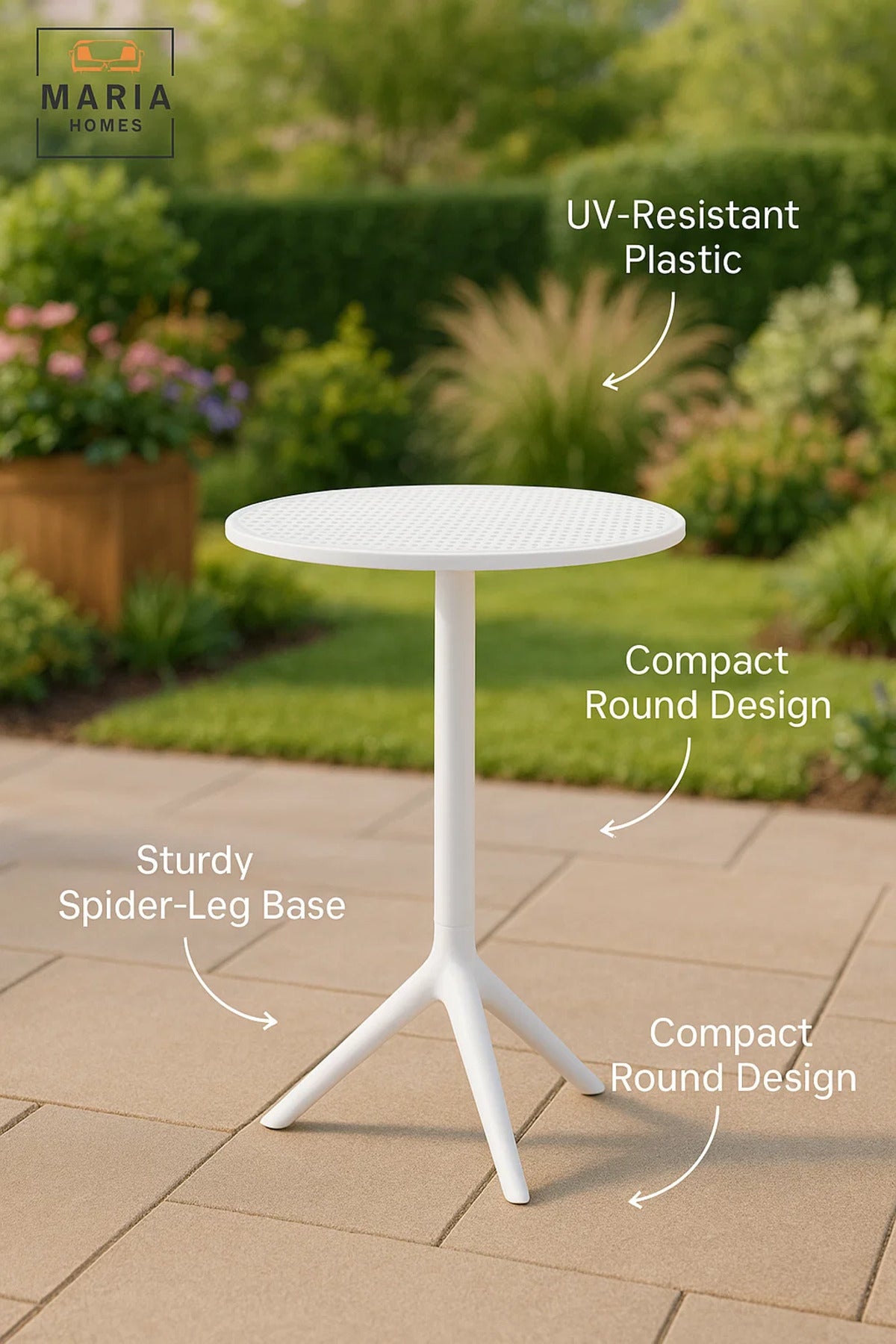 White Outdoor Bistro Table with Perforated Top Ð Plastic Pedestal Design