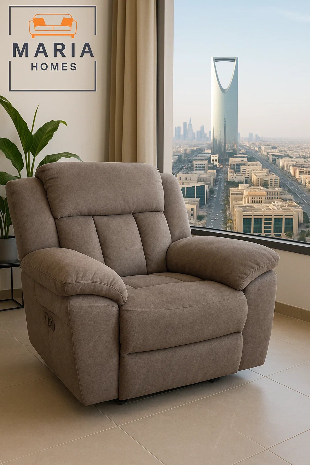 Plush Brown Recliner Armchair Ð Oversized Lounger for Living Room Comfort