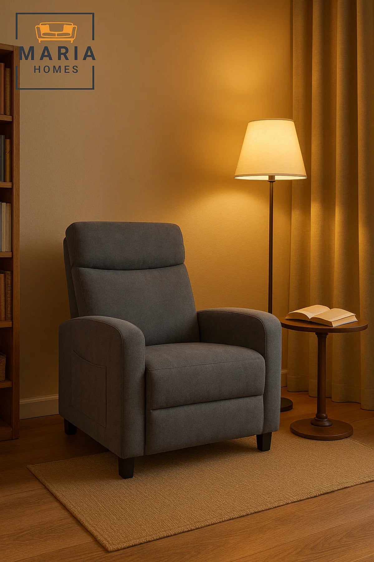 Modern Gray Recliner Chair with Footrest Ð Soft Fabric Relax Chair for Living Room