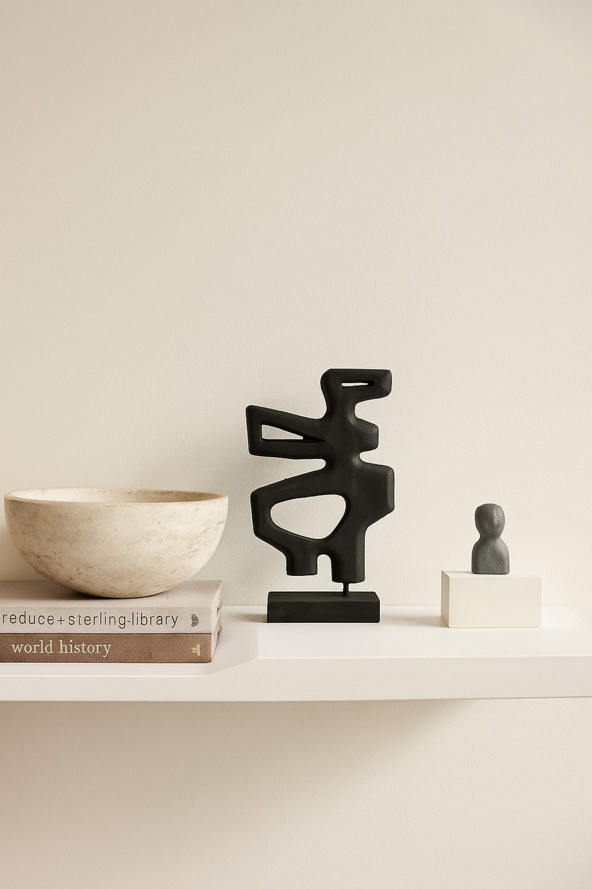 Black Wooden Abstract Decorative Sculpture on Stand Ð Contemporary Art Accent