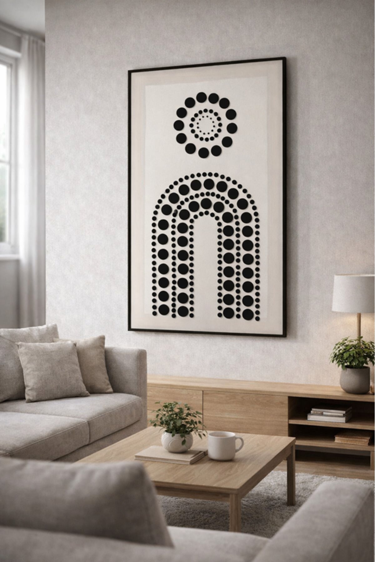 Modern Geometric Dot Pattern Decorative Wall Art Panel for Living Room 120x80cm modern