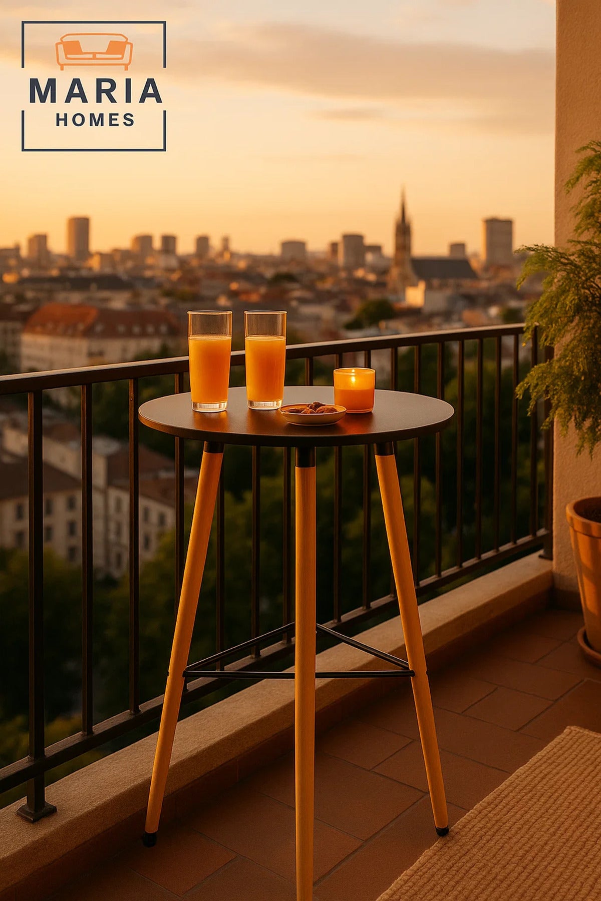 Tall Round Table with Wooden Legs and Black Top Ð Nordic Style