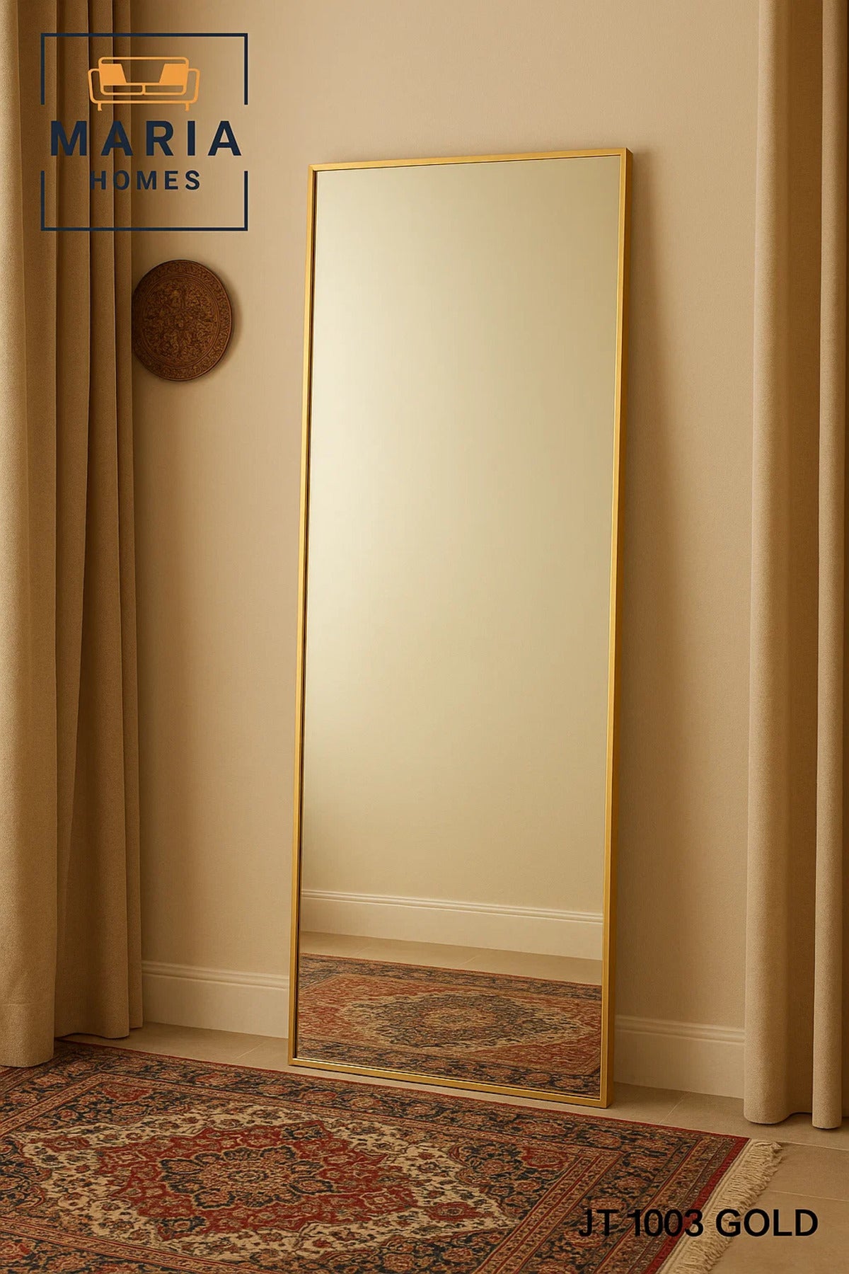 Full-Length Mirror with Gold Frame