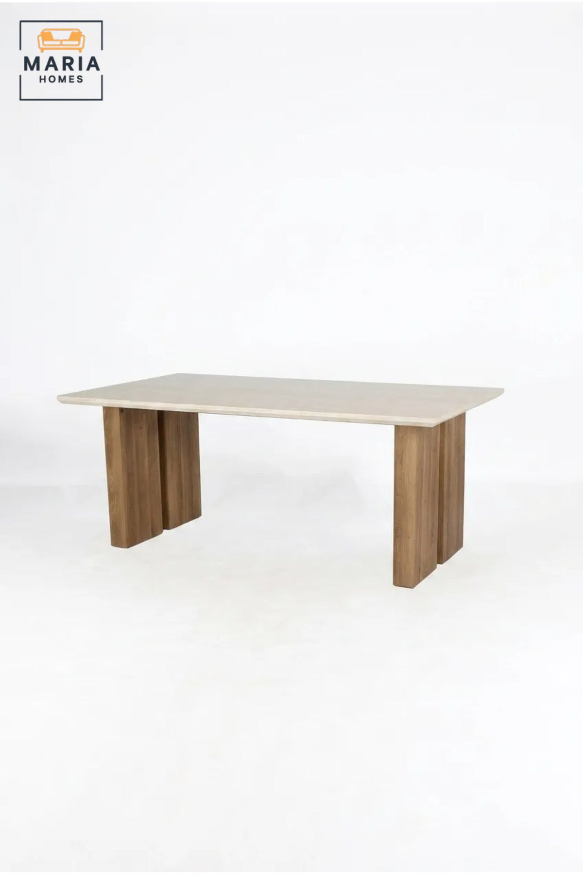 Large Rectangular Dining Table with Wooden Top and Wide Wooden Panel Legs, Modern Minimalist Table for Dining Room, Kitchen, Café and Restaurant, Table Only Without Chairs