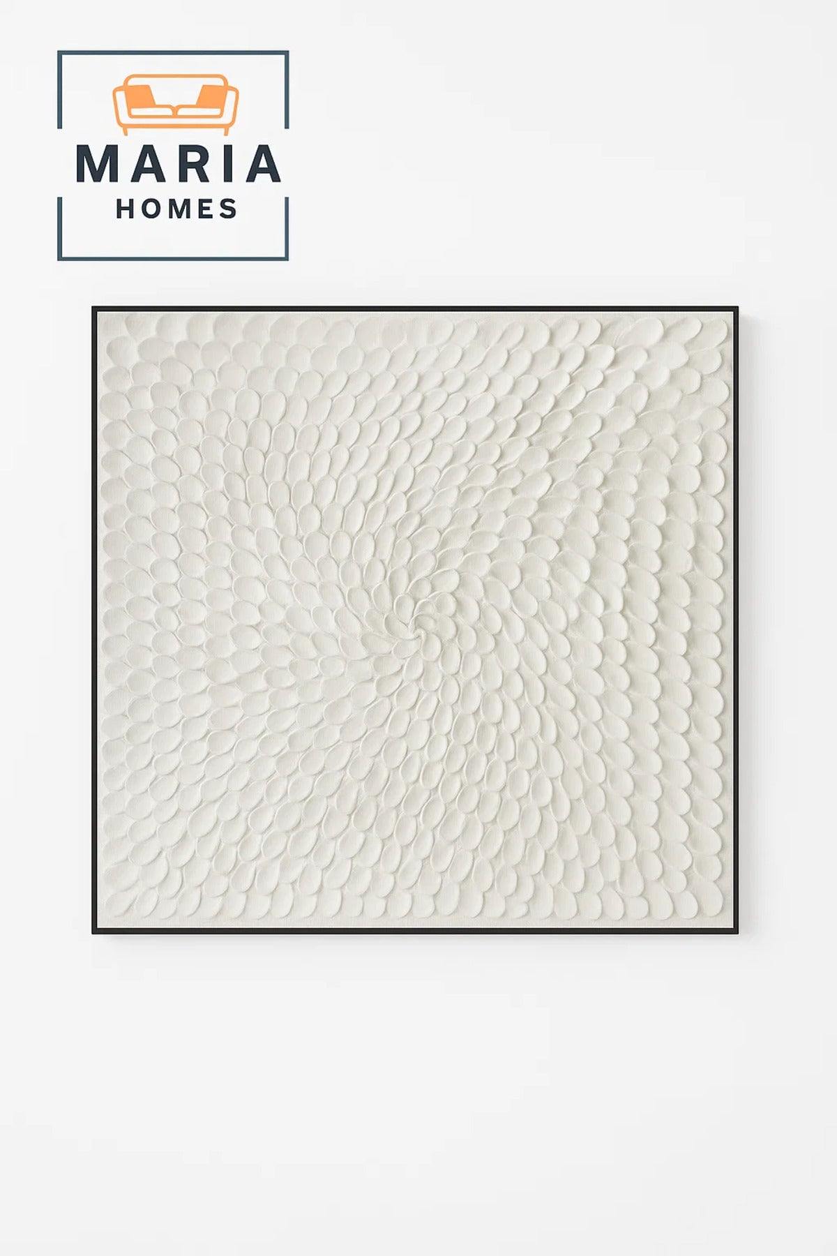 3D Textured White Wall Art with Spiral Petal Pattern-size100*100 CM