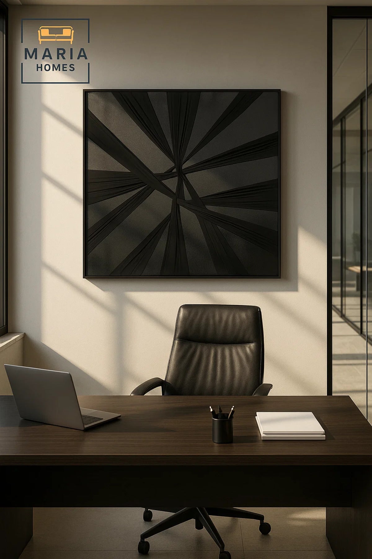 Black Abstract Wall Art Modern Minimalist Decor for Living Room Bedroom Office Interior