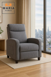 Modern Gray Recliner Chair with Footrest Ð Soft Fabric Relax Chair for Living Room