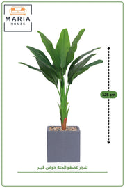 125 cm Artificial Bird of Paradise Plant with Square Gray Fiber Pot – Tropical Indoor Decor