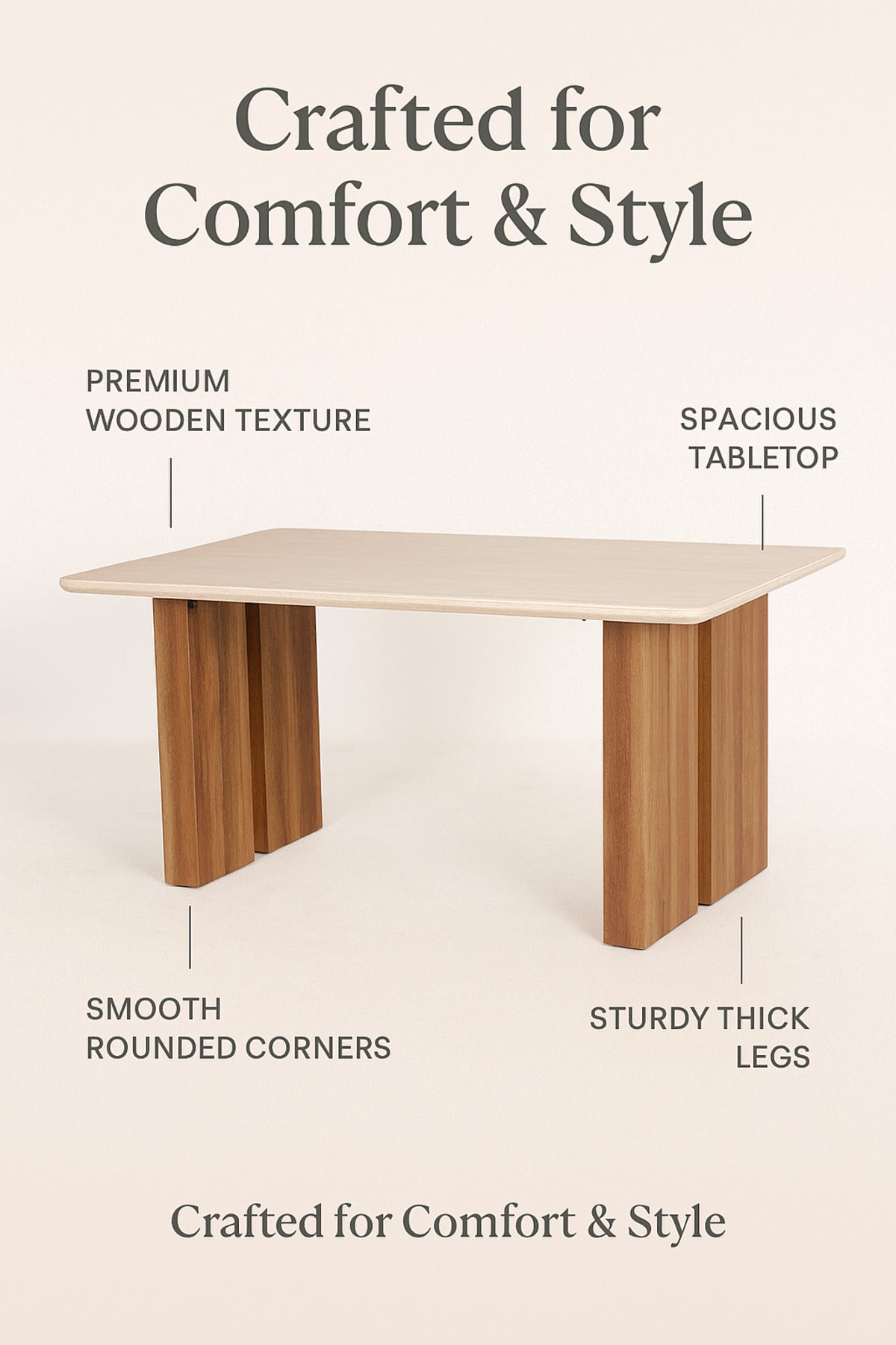 Modern Wooden Dining Table with Brown Legs Elegant Center Table for Dining Room 130_80_76 cm