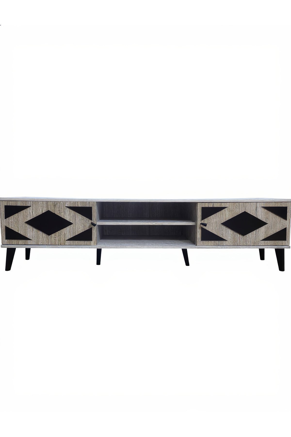 Stylish Beige TV Unit 180cm Modern Media Console with Geometric Storage for Large Living Rooms