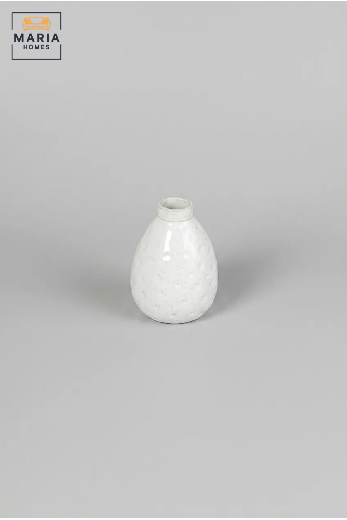 White Textured Decorative Vase, Modern Teardrop Flower Holder with Narrow Opening for Dried Flowers, Living Room, Bedroom, Office, Shelf and Table Décor